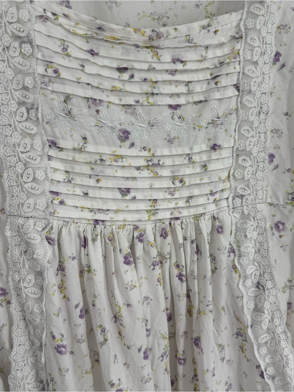 The 1 for U You Rosalind Long Cotton Robe /Gown Set Lilac Rose Lace Size XL/XXL